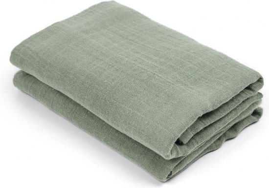 Hydrofiele doek 2-pack - Biologisch katoen - Warm groen mousseline doeken - Deens design - Nuuroo van Merkloos