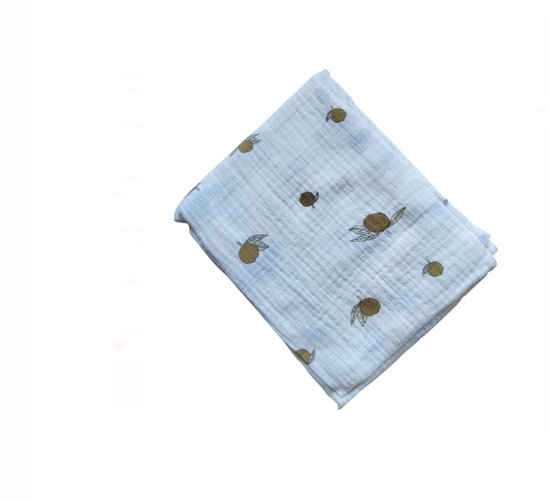 Hydrofiele doek XL - Swaddle - Baby muslin swaddle - Kraamcadeau - Katoenen mousseline baby deken - Baby badhanddoek - 80x65 - Citroentjes van Monk & Anna