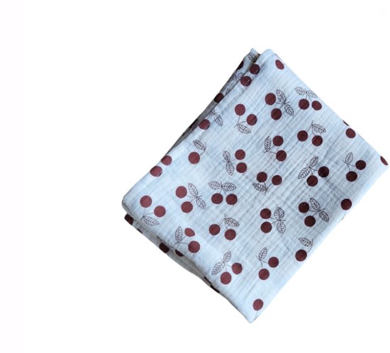 Hydrofiele doek XL - Swaddle - Baby muslin swaddle - Kraamcadeau - Katoenen mousseline baby deken - Baby badhanddoek - 80x65 - Kersjes van Merkloos