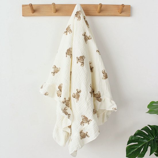 Hydrofiele doek XL - Swaddle - Baby muslin swaddle - Kraamcadeau - Katoenen mousseline baby deken - Baby badhanddoek - Ruffels - 90x70 - Beertjes van Merkloos