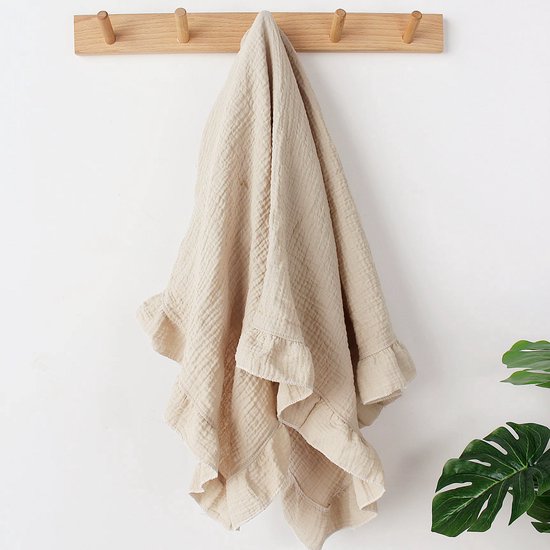 Hydrofiele doek XL - Swaddle - Baby muslin swaddle - Kraamcadeau - Katoenen mousseline baby deken - Baby badhanddoek - Ruffels - 90x70 - Khaki van Ruffels