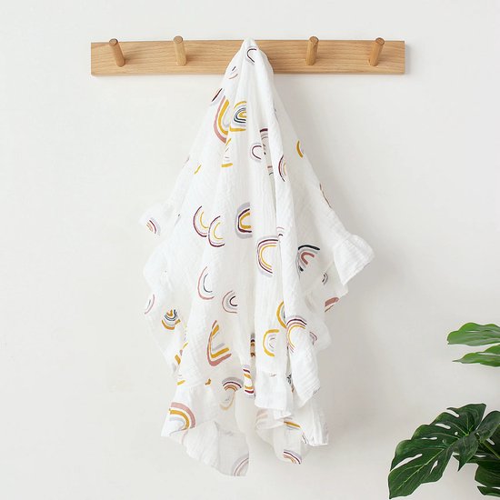 Hydrofiele doek XL - Swaddle - Baby muslin swaddle - Kraamcadeau - Katoenen mousseline baby deken - Baby badhanddoek - Ruffels - 90x70 - Regenboogjes van Ruffels