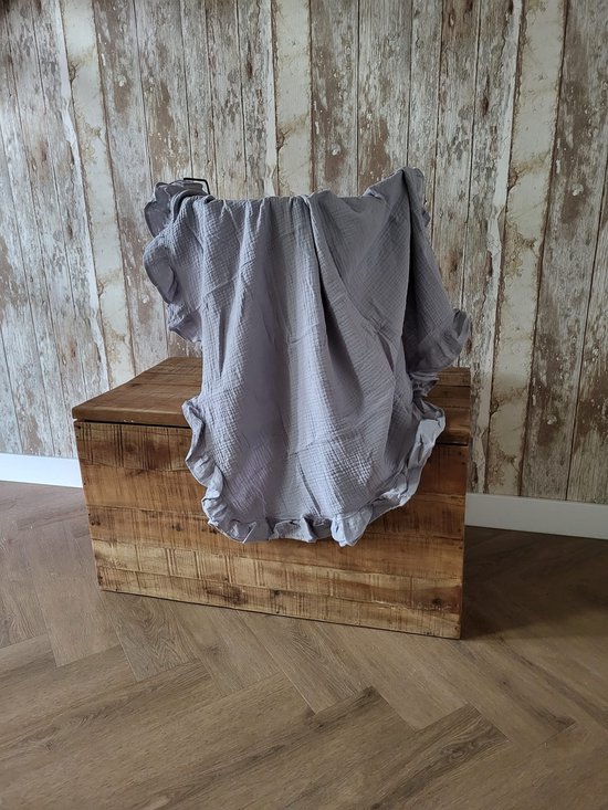 Hydrofiele doek XXL - Swaddle - Baby muslin swaddle - Kraamcadeau - Katoenen mousseline baby deken - Baby badhanddoek - Ruffels - 120x120 - Blauw/Grijs van Ruffels