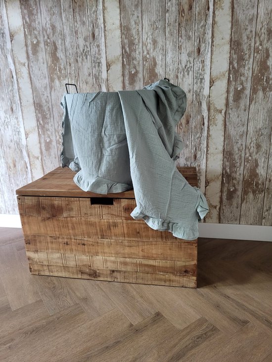 Hydrofiele doek XXL - Swaddle - Baby muslin swaddle - Kraamcadeau - Katoenen mousseline baby deken - Baby badhanddoek - Ruffels - 120x120 - Groen van Merkloos