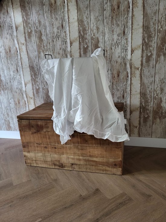Hydrofiele doek XXL - Swaddle - Baby muslin swaddle - Kraamcadeau - Katoenen mousseline baby deken - Baby badhanddoek - Ruffels - 120x120 - Wit