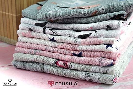 Hydrofiele Doeken - Hydrofiele Luiers - 70 x 80 cm - 10 pack - Roze- Meisje - Standard 100 by Oeko-tex® - Fensilo van Fensilo