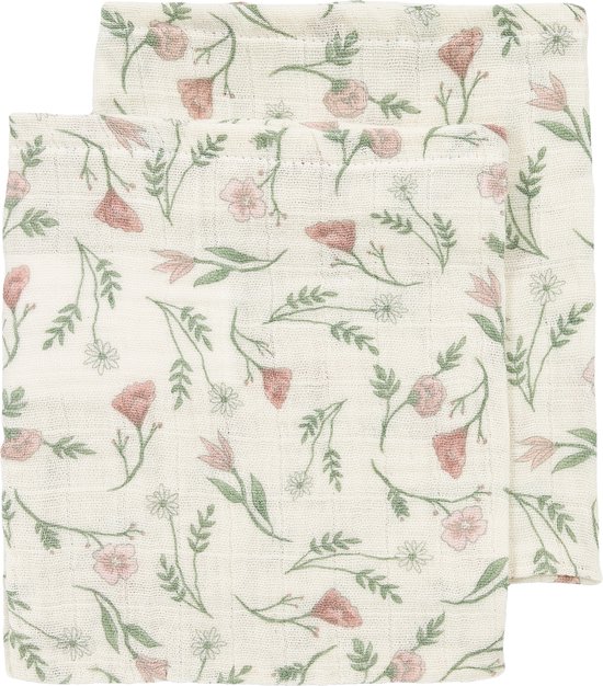 Hydrofiele doeken pre-washed Flower Multicolour 20x17cm - 2-pack van Merkloos