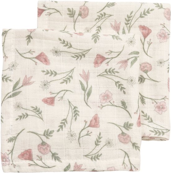 Hydrofiele doeken pre-washed Flower Multicolour 30x30cm - 2-Pack van Merkloos
