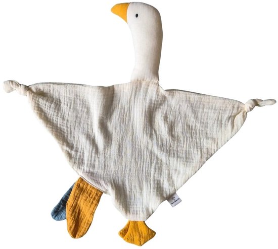 Hydrofiele Knuffel Gans | Zachte hydrofiele knuffel baby van 100% katoen | merk: Rammelaartje van Merkloos