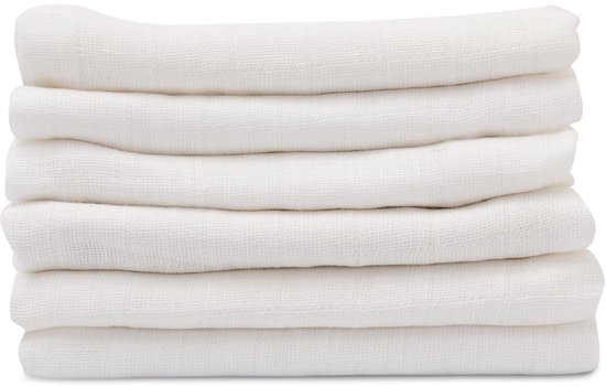 Hydrofiele Luiers - Hydrofiele Doeken - 70 x 80 cm - 6 pack - Wit- EU gefabriceerd - Fensilo