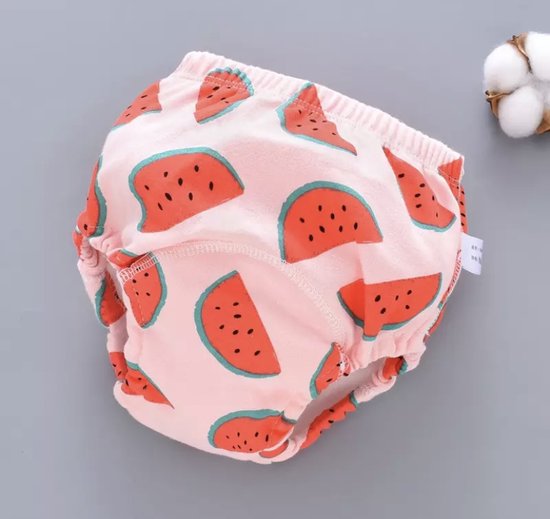 Hydrofiele luiers - wasbare luiers Meloen 3 -6 kg - luierbroekje - dubbele antilek preventie - maat S 3 t/m 6 kg van Hydrofiel