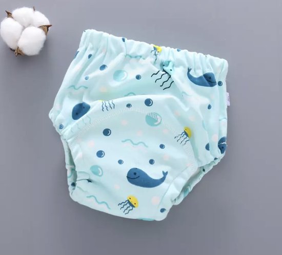 Hydrofiele luiers - wasbare luiers SeaLife 3 -6 kg - luierbroekje - dubbele antilek preventie - maat S 3 t/m 6 kg van HappyBear