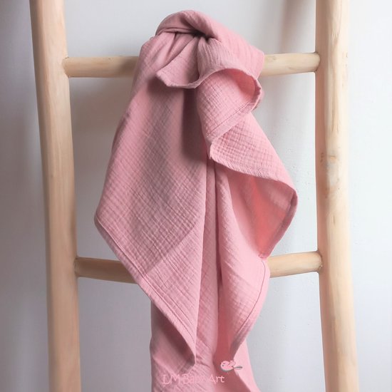 Hydrofiele swaddledoek XL - Dusty roze - 120x120xm - LM Baby Art | Grote hydrofiele doek | Extra zacht