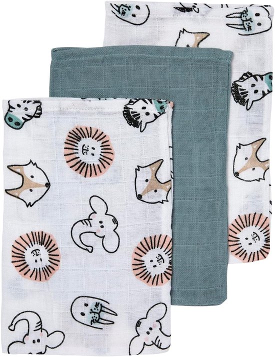 Hydrofiele washandjes - Zachte doekjes - Baby verzorgen - 100% ademend katoen - Set van 3 - Meerkleurig