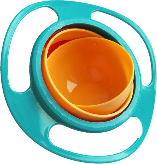 Hypify® | Anti knoei bakje | 360 graden | BPA vrij | Oranje Blauw | Eetbakje | Veilig | Balans | Anti-mors | Geen geknoei meer | Servies Kind | Baby kom van Hypify