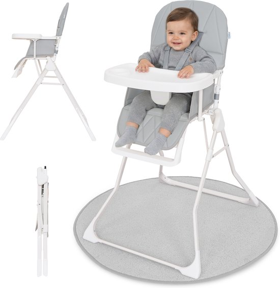 ib style Leno -Kinderstoel – inklapbaar en licht - 5 punts gordel - inclusief Afneembaar Eetblad - Eetstoel voor Baby's en Peuters – 6 maanden - 3 jaar ( 15 Kg) - Grijs van Merkloos
