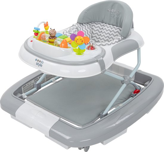 ib style® Loopstoel Babywalker - Baby Loopwagen - Looptrainer - Speelset en Dienblad - Schommelfunctie - Muziekfunctie - Little Wave - Grijs van ib style®