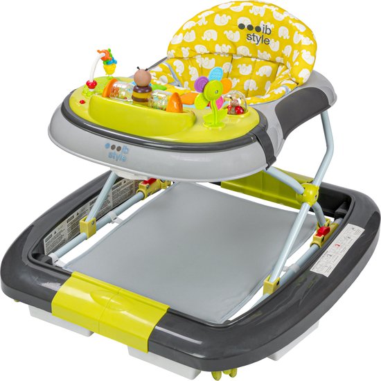 ib style® Loopstoel Babywalker - Baby Loopwagen - Looptrainer - Speelset en Dienblad - Schommelfunctie - Muziekfunctie - Little World - Lemon Grey van ib style®
