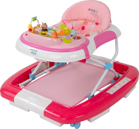 ib style® Loopstoel Babywalker - Baby Loopwagen - Looptrainer - Speelset en Dienblad - Schommelfunctie - Muziekfunctie - Little World - Roze