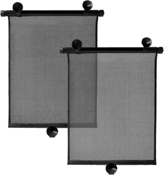 IBBO® - Zonnescherm Auto - Oprolbare Zonwering - Inclusief Zuignappen - Oprolbaar en Instelbaar - Zonnescherm Auto - UV Protectie - Autozonwering Voor Autoraam - Zonwering - Zijruit - 2 Stuks van IBBO