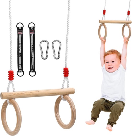 Ibenzoa® Houten Kindergymset met Schommel – Veilig Speelplezier Binnen en Buiten van Merkloos