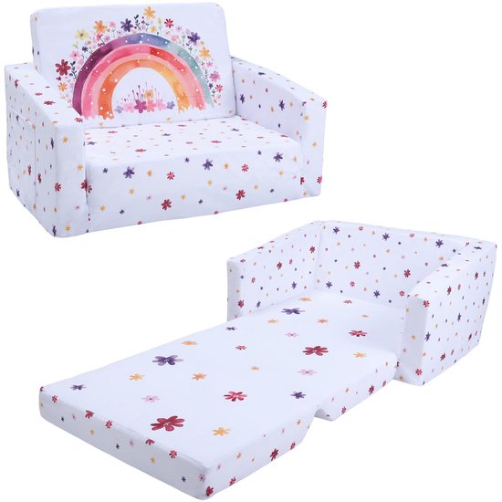 Ibenzoa® Opvouwbare Kinderbank en Stoel met Antislip Kussen voor Slaapkamer en Speelkamer