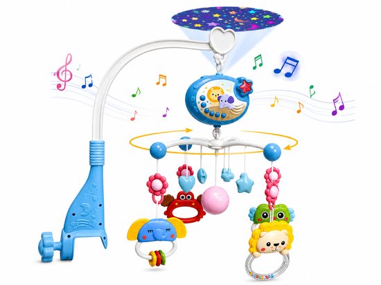 IBI-IRN Muzikale Baby Mobiel met Projector, Muziek & 360° Rotatie en Timer