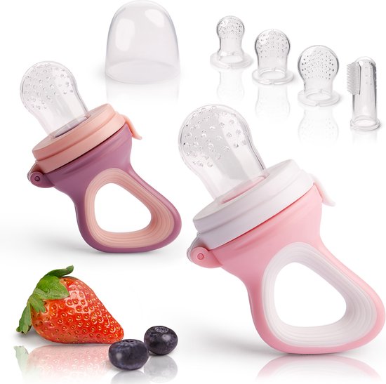 ifancy iFancy fruitspeen voor baby's en peuters. Vervangende spenen in 3 maten - Roze/Paars 2 stuks (verpakking van 1) siliconen van iFancy