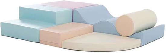 Iglu Soft Play set Explorer - foam blokken 6 stuks pastel kleuren - zachte bouwblokken voor kinderen van Iglu