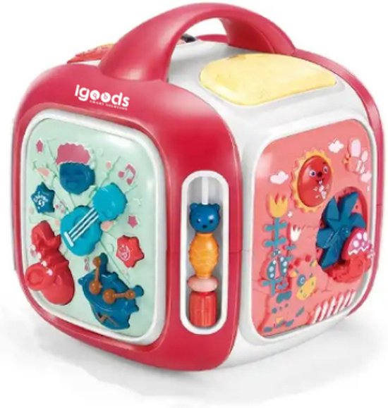 IGOODS 6-in-1 Activiteiten Kubus - Activity Center Baby - Activity Center - Baby Speelgoed - Kinder Speelgoed - Educatief Speelgoed-Baby Activiteiten Kubus - Educatief Babyspeelgoed - Roze van Igoods