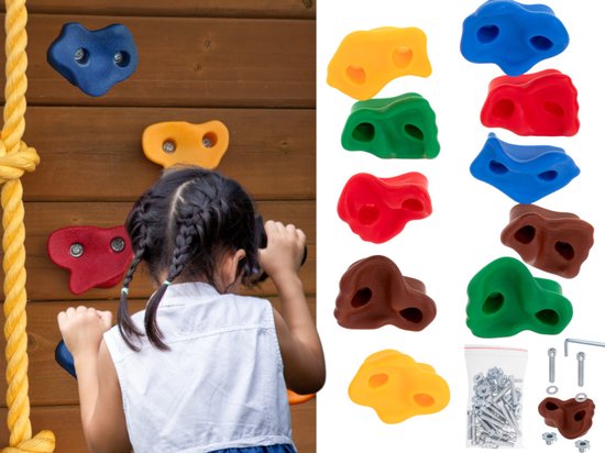 Ikonka Klimstenen 10 stuks – Klimwand Maken – Klimmuur Handgrepen – Set Voor Klimmuur Kind – Inclusief Montagemateriaal – Multikleur van Merkloos