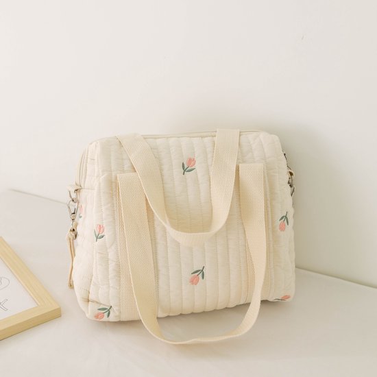 Il Bambini - Luiertas - Mombag - Schoudertas - Verzorgingstas - Kraamcadeau - Small - Duffel - Oranje bloem van IL BAMBINI