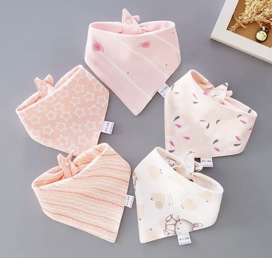 Il BAMBINI - set van 5 Bandana Slabbetjes voor baby - lichtroze van IL BAMBINI