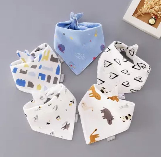 IL BAMBINI - Set van 5 bandana slabbetjes voor Baby - Multi Spaceship van IL BAMBINI