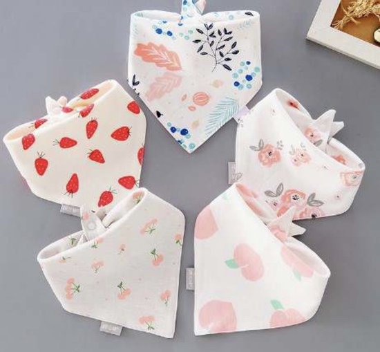 IL BAMBINI - set van 5 bandana slabbetjes voor baby - roze en rood van IL BAMBINI