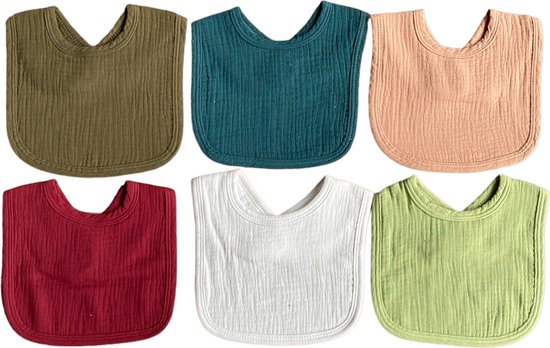 IL BAMBINI -set van 6 katoenen slabbetjes - Mousseline - Hydrofiel- Super absorberend - 100% organisch katoen - hydrofiel - slabber - kwijl slabbetjes - slabbertjes baby- kraamcadeau meisje - set 2 van IL BAMBINI
