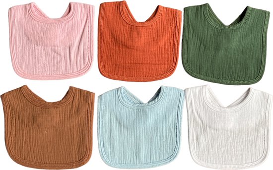 IL BAMBINI -set van 6 katoenen slabbetjes - Mousseline - Hydrofiel- Super absorberend - 100% organisch katoen - hydrofiel - slabber - kwijl slabbetjes - slabbertjes baby- kraamcadeau meisje - set 3 van IL BAMBINI