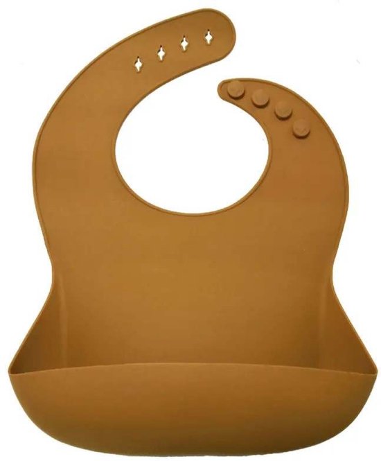 Il Bambini - slabbetje baby - kinderslab - siliconen slabbetje - slabbetje met opvangbak - verstelbaar - Clay - bruin van IL BAMBINI