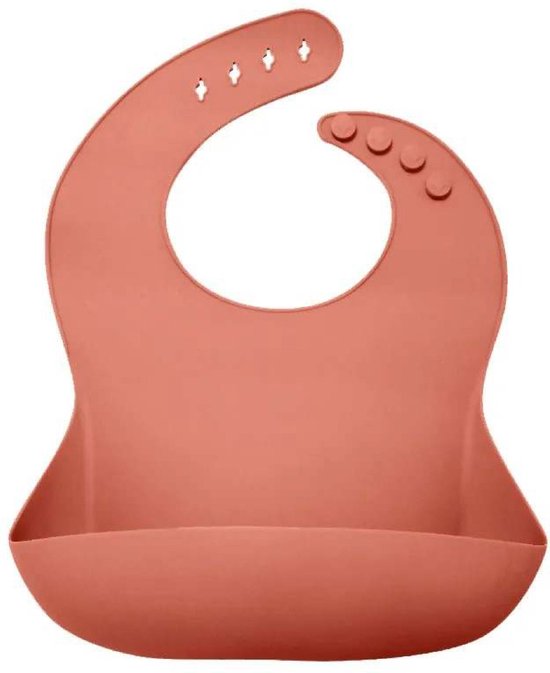 Il Bambini - slabbetje baby - kinderslab - siliconen slabbetje - slabbetje met opvangbak - verstelbaar - donkerroze van IL BAMBINI