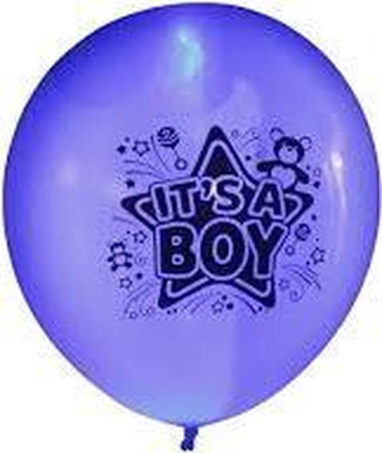 Illooms Blauwe It’s a Boy Ballonnen met LED Verlichting voor Geboorte van Zoon - 20 Stuks - 23x23x23 cm - Decoratie voor Geboorte Feest - Versiering - Ballon - Babyshower van Illooms