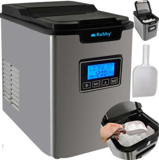 Ilso ijsblokjes machine met LCD scherm - ijsmachine - ijsklontjes - ice cube maker - 12KG/24U - 120W van Ilso
