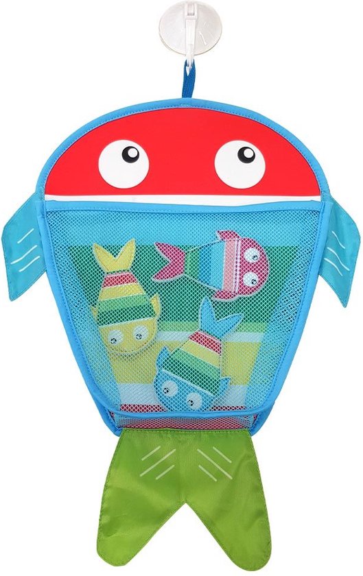 Imaginarium Bad Organizer Vis - Zak met Gaas en Sterke Zuignap - Tot 12 kg Badspeelgoed - Inclusief Drie Vissen van Imaginarium