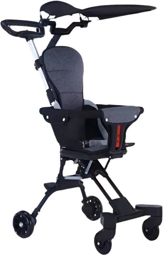 IMBABY - Kinderwagen - Draagbaar - Opvouwbare Trolley voor Baby's - Met Kussen en Zonnescherm - Lichtgewicht - Vierwielige Kar - Zwart van Merkloos