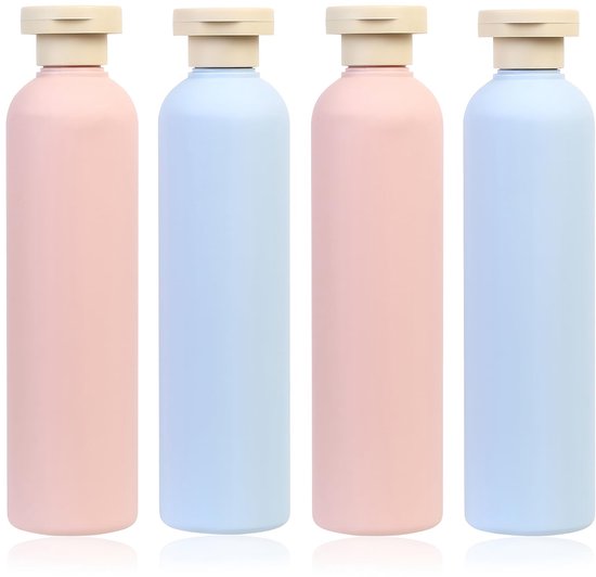 IMPERATORIS® Reisflesjes Set - Navulbare Flesjes - Voor Shampoo en Lotion - Kunststof - Set van 4 - 260 ml - Roze/Blauw