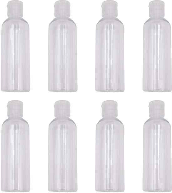 IMPERATORIS® Reisflesjes Set - Navulbare Flesjes - Voor Shampoo en Lotion - Kunststof - Set van 8 - 100 ml - Transparant