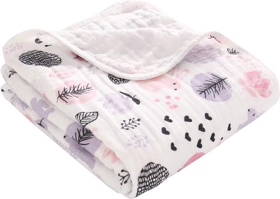 Inbakerdeken voor baby - 100% katoenen mousseline, 110 x 150 cm, multifunctioneel (twee lagen/konijn) van Lictin