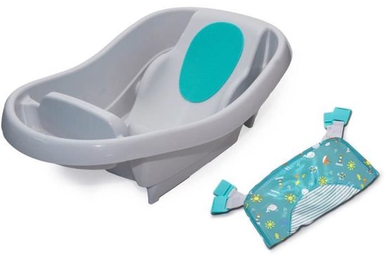 INGENUITY Babybadje, zeer comfortabel, extra groot met zachte stoffen draagzak, zitkussens, plank, tot 24 maanden van INGENUITY