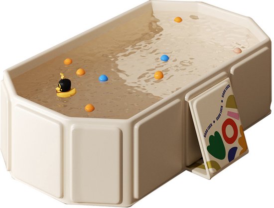 Inklapbaar bad - Opvouwbaar Baby badje - Opvouwbaar badje met aftappluggen - 75*45*25cm - Draagbaar kinderbadje - Gemakkelijk op te bergen - Sterke isolatie - Badje geschikt voor thuis, camper en op reis - Wit van Merkloos