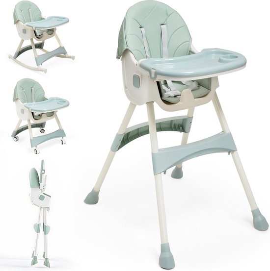 Inklapbare 3-in-1 kinderstoel met wielen en dienblad - Meegroeiend vanaf 0 maanden - In hoogte verstelbare rugleuning - Ligfunctie - Geschikt voor kinderen tot 6 jaar van Childhome