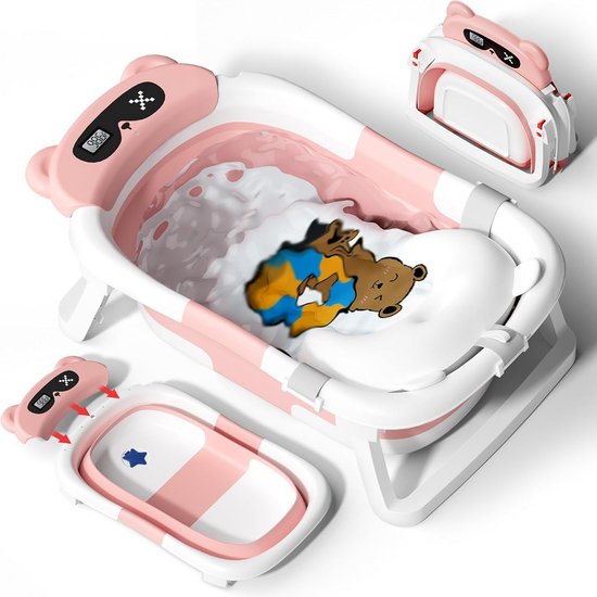 Inklapbare Babybadkuip - Draagbaar Babybad - Baby Verzorgen - Groeit met je kind mee - Tot 18 maanden - Roze